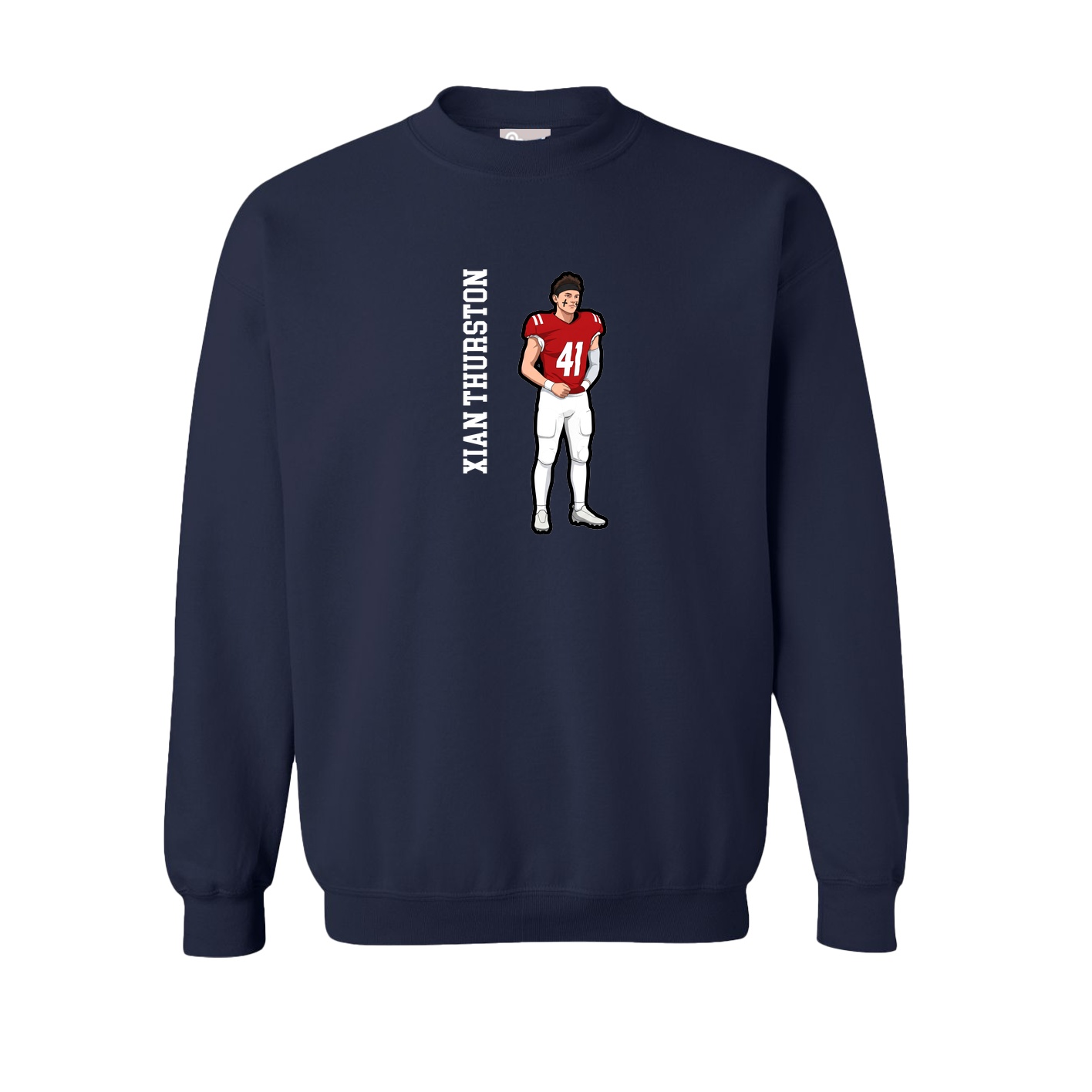 Fleece Crew — Name Vertical in Navy