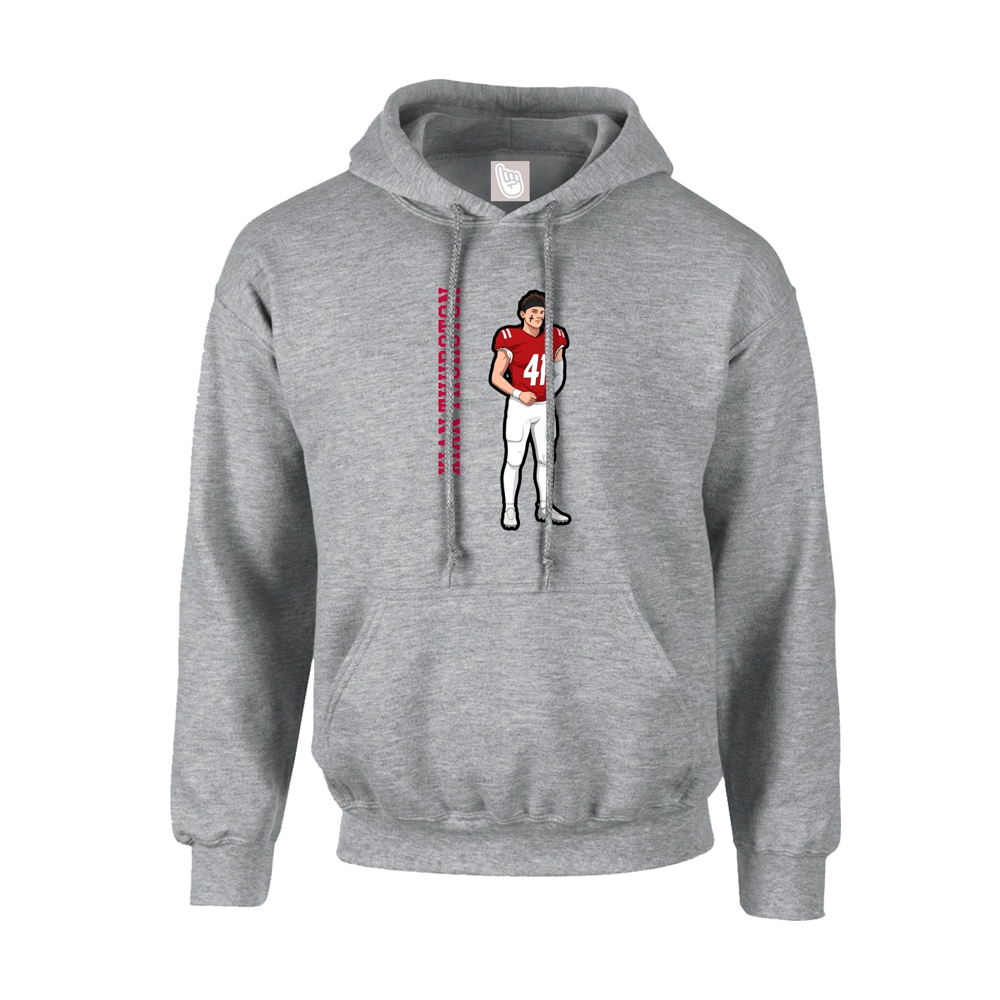 Youth Hoodie — Name Vertical in Grey
