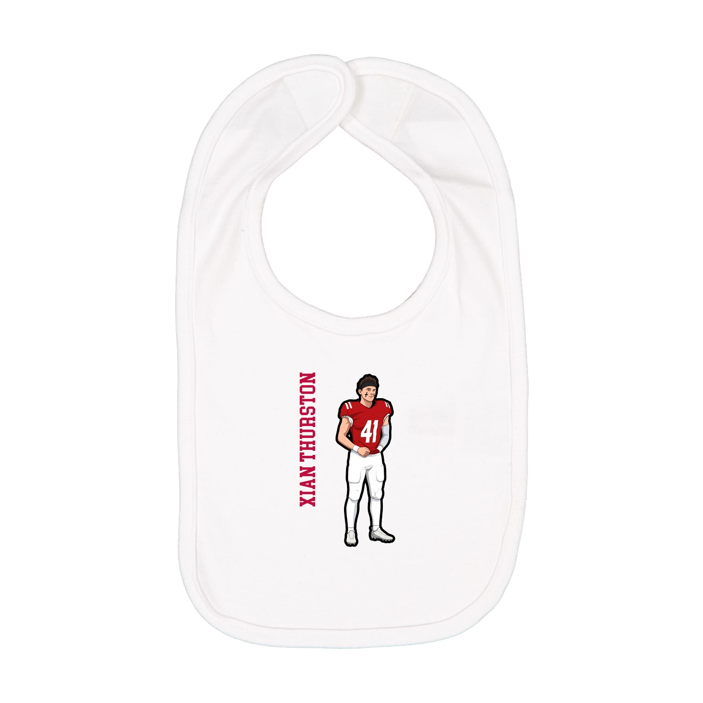 Infant Bib — Name Vertical in White