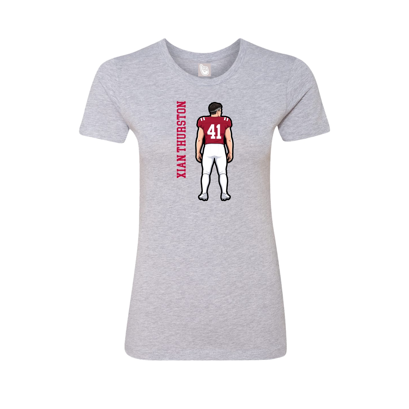 Fitted Women's Tee — Name Vertical in Grey
