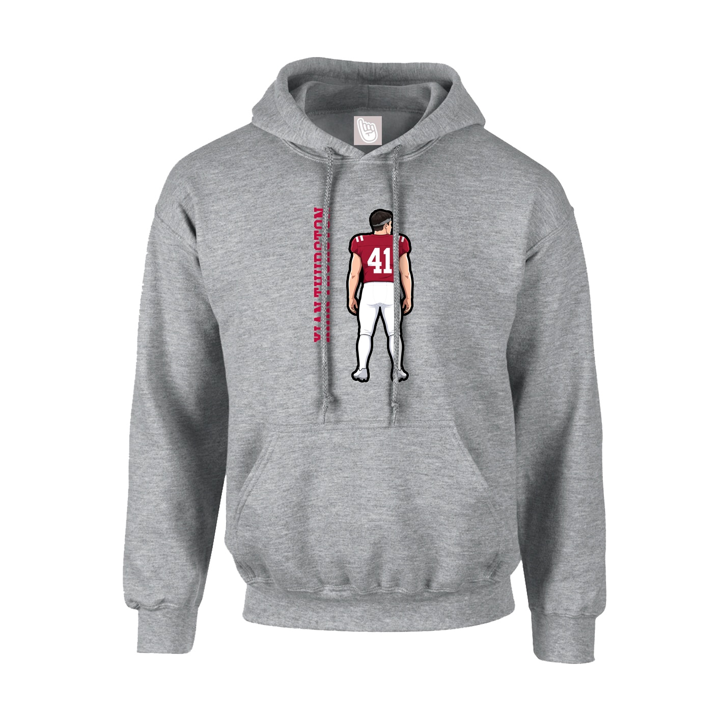 Hoodie — Name Vertical in Grey