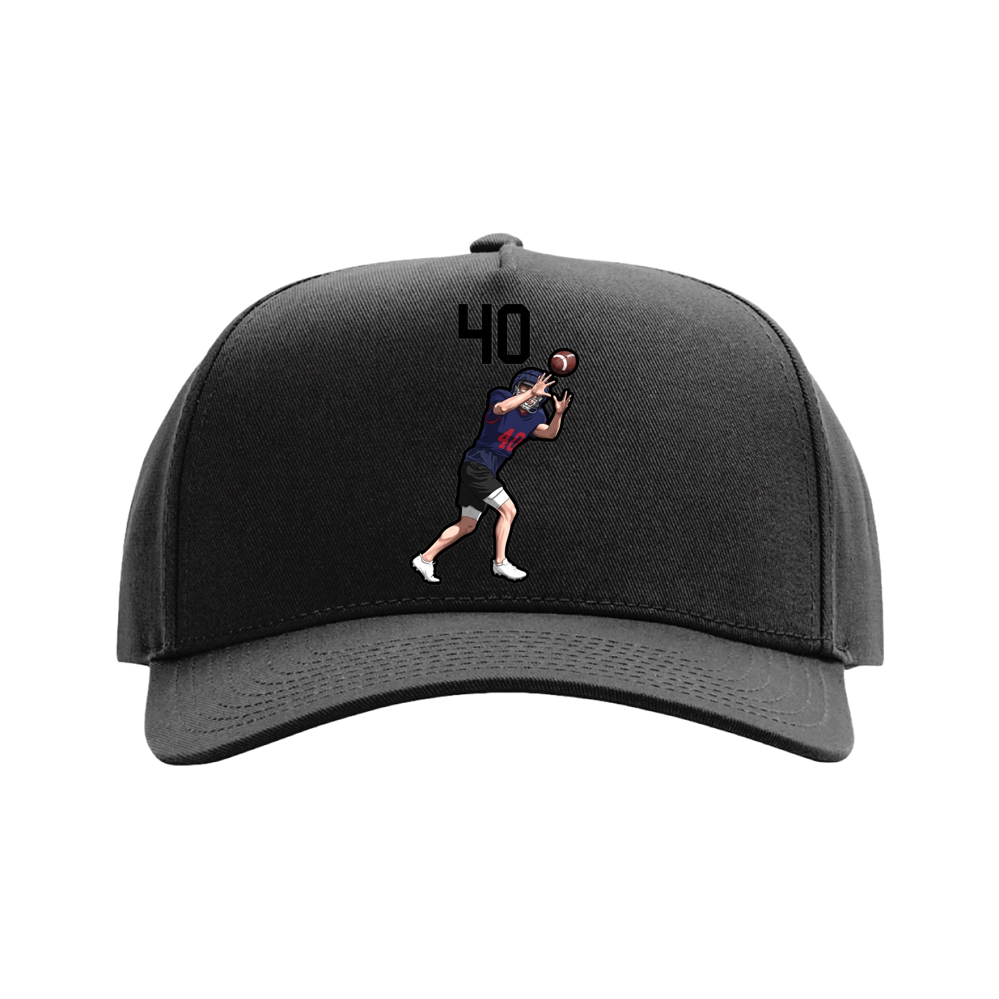 Full Fabric Five-Panel Champ Cap — Number Top in Black