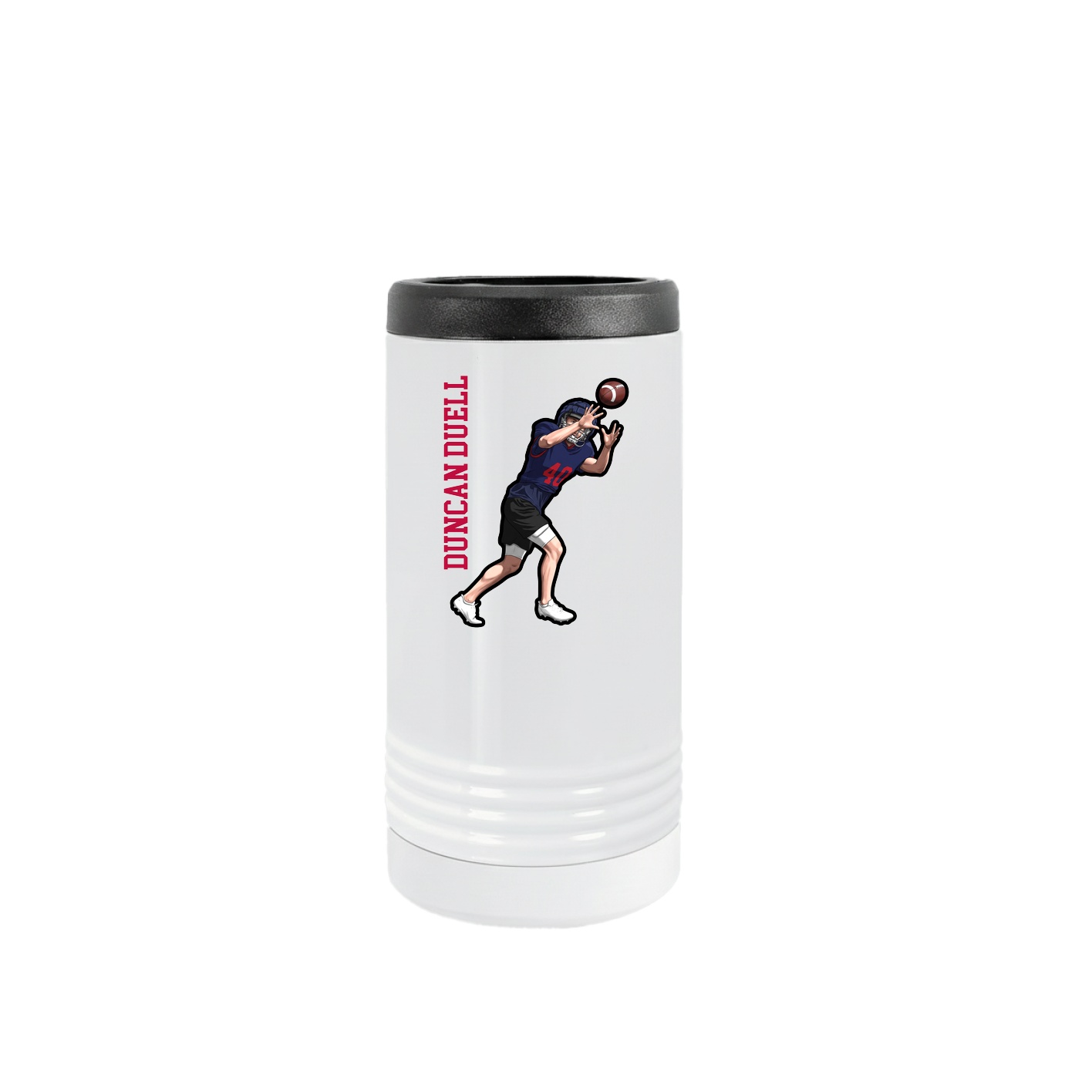 Slim Beverage Holder — Name Vertical in White