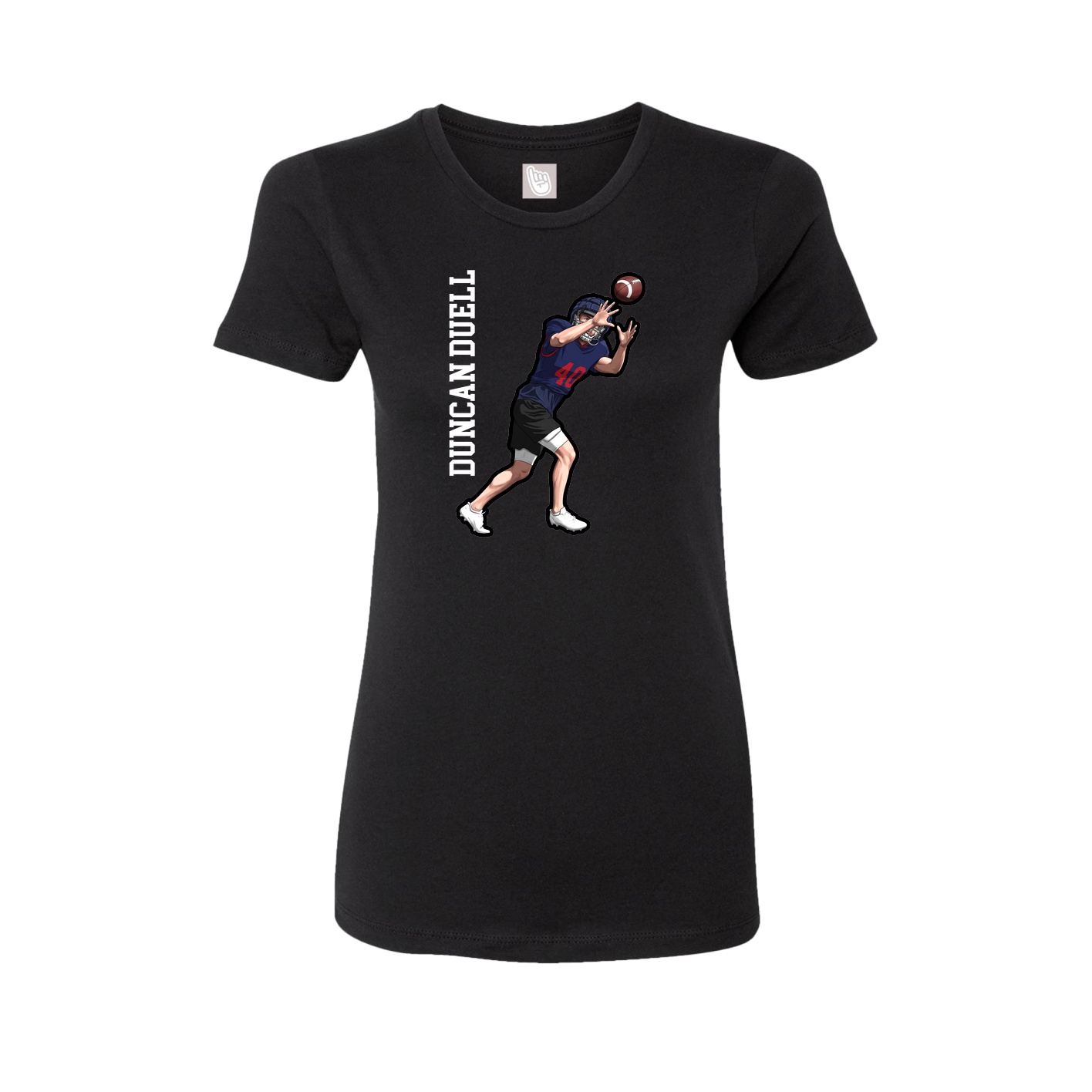 Fitted Women's Tee — Name Vertical in Black