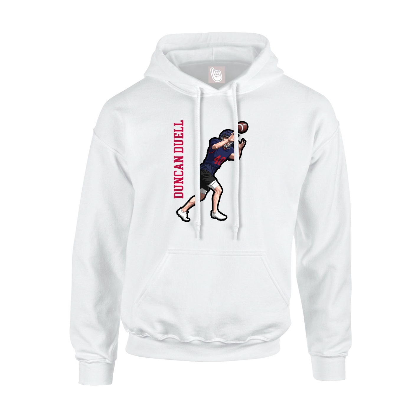 Youth Hoodie — Name Vertical in White