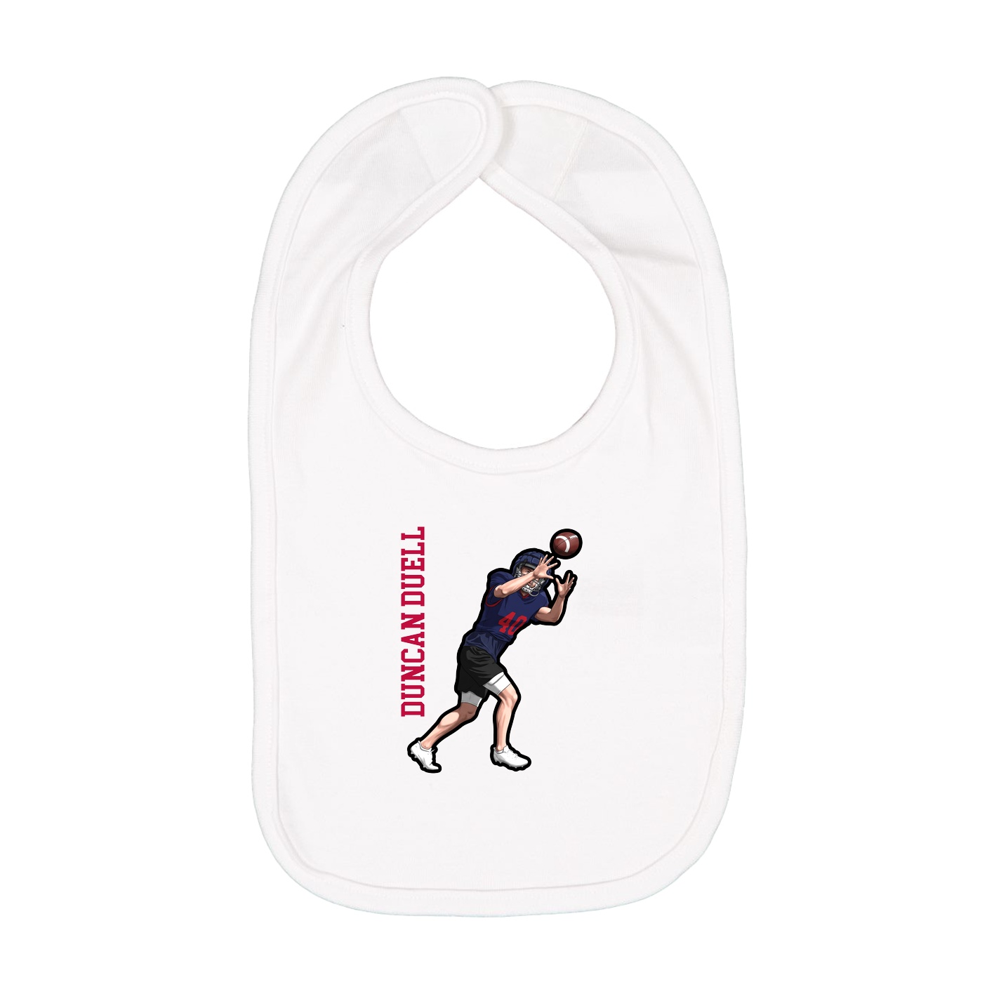 Infant Bib — Name Vertical in White