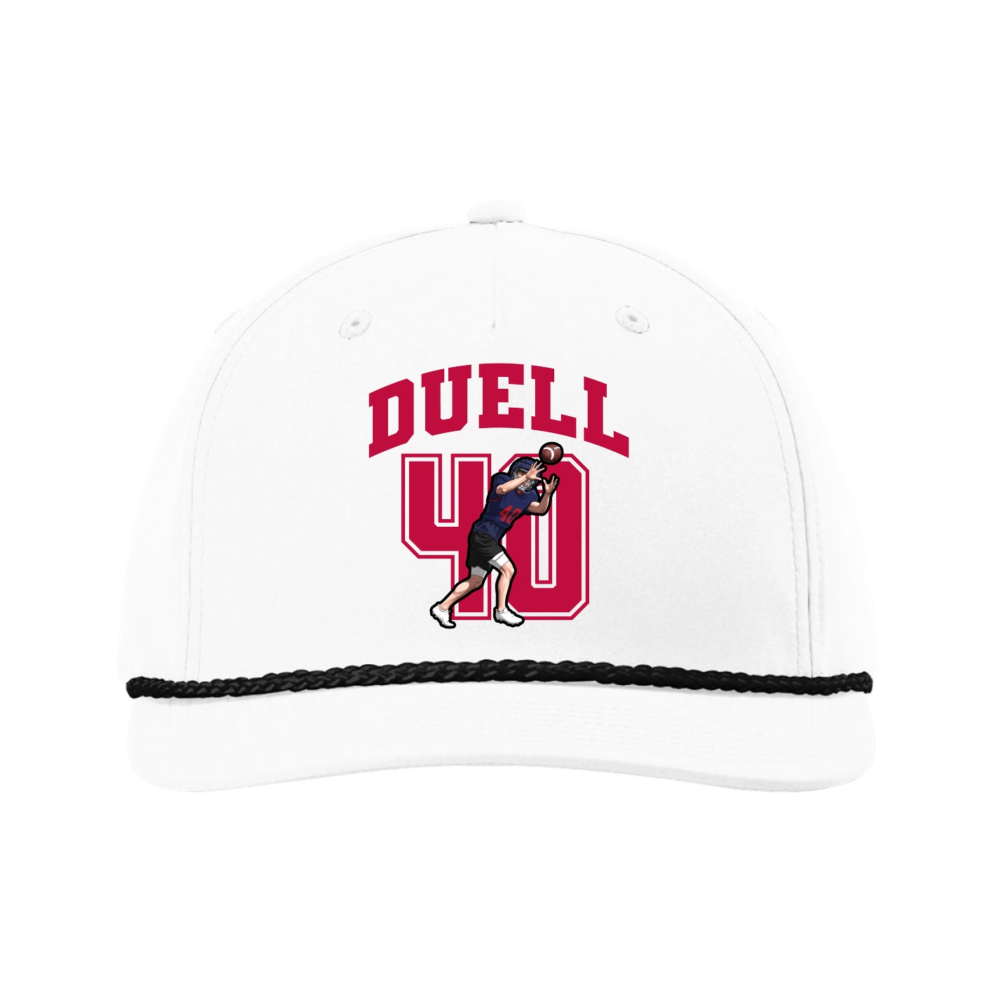 Five-Panel Classic Rope Cap — Number in White