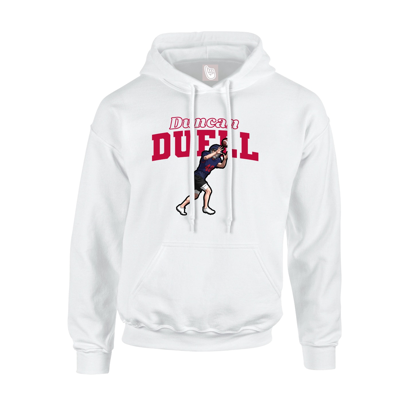 Youth Hoodie — Name Arch in White