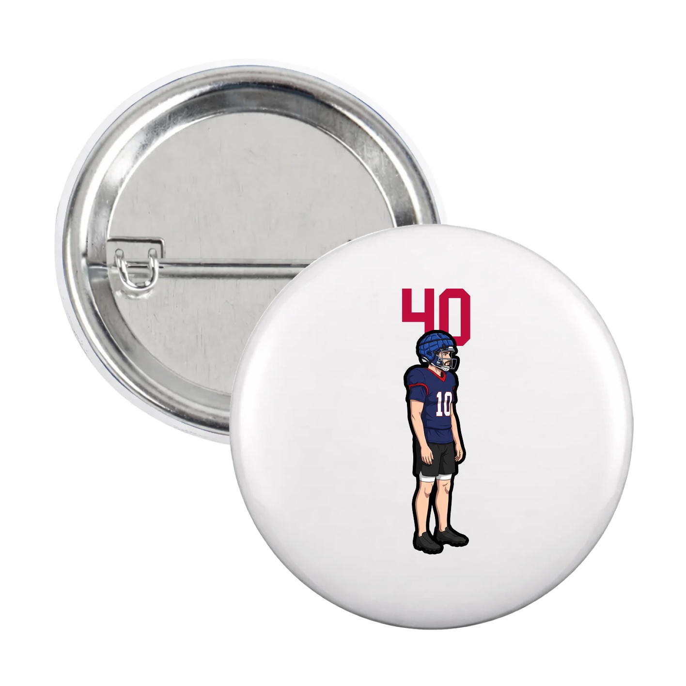 Game Day Button — Number Top in White