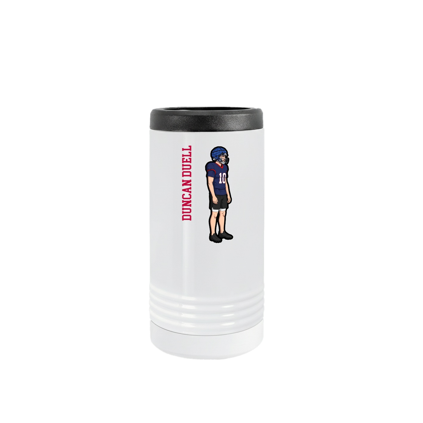 Slim Beverage Holder — Name Vertical in White
