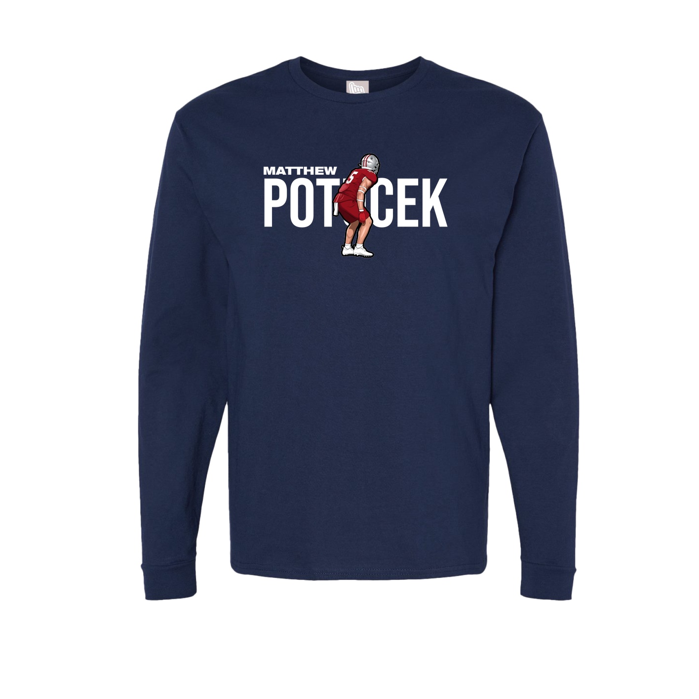 Long Sleeve Tee — Player Name in Navy