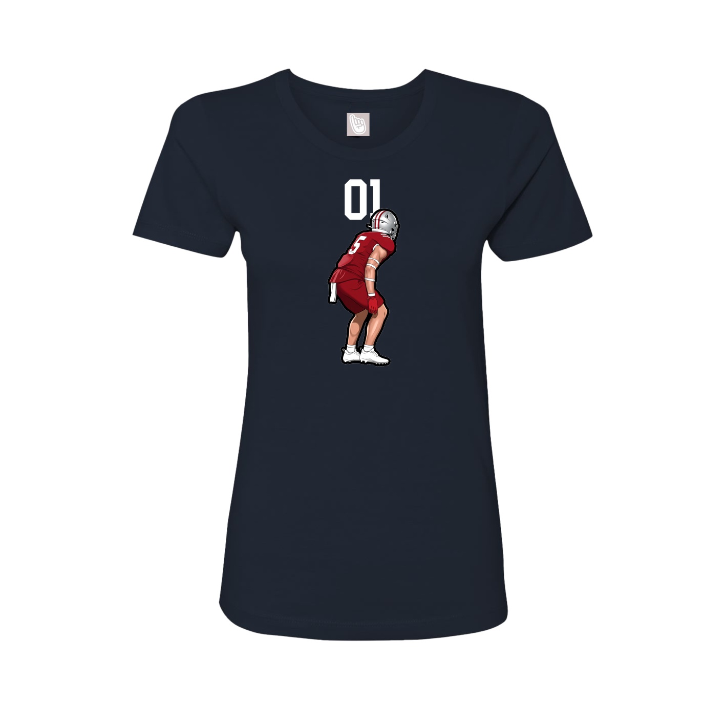 Fitted Women's Tee — Number Top in Navy