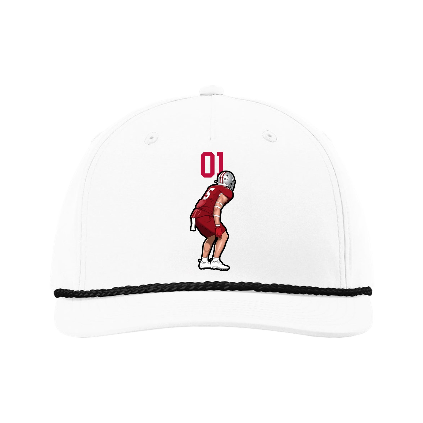 Five-Panel Classic Rope Cap — Number Top in White
