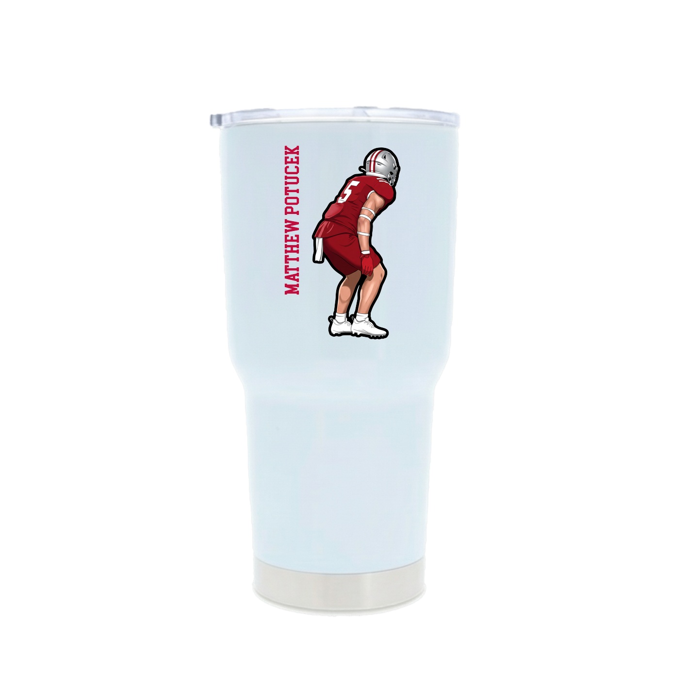 30oz Stainless Steel Tumbler — Name Vertical in White