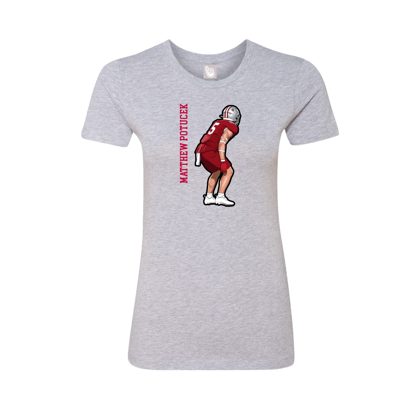 Fitted Women's Tee — Name Vertical in Grey