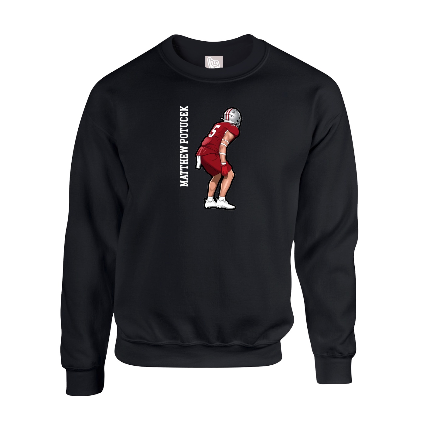 Fleece Crew — Name Vertical in Black
