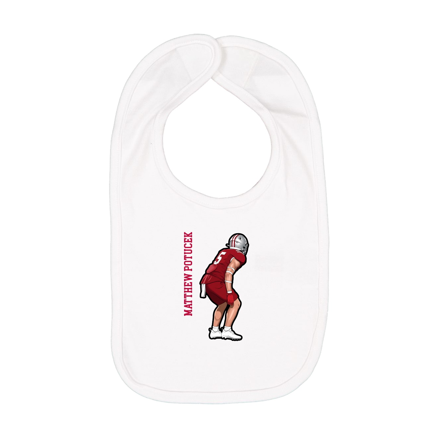 Infant Bib — Name Vertical in White