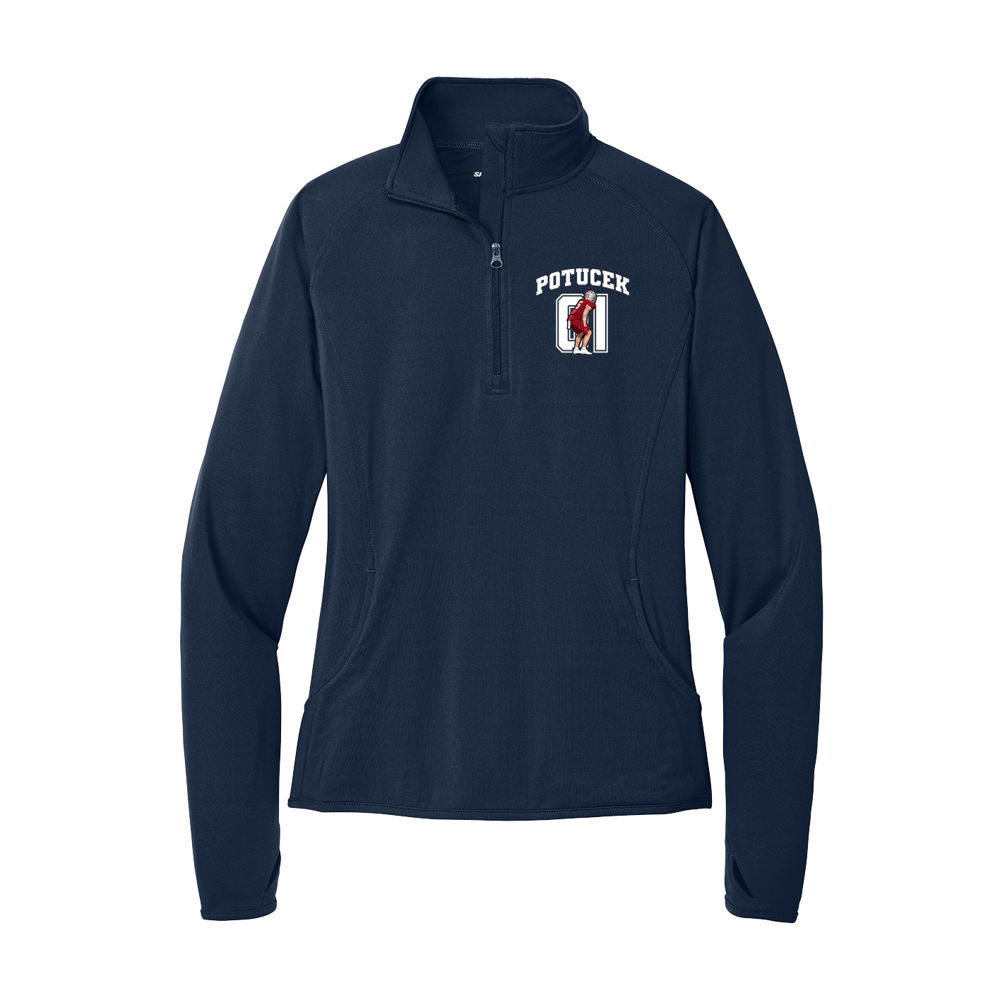 Women's Q-Zip Pullover — Number in Navy