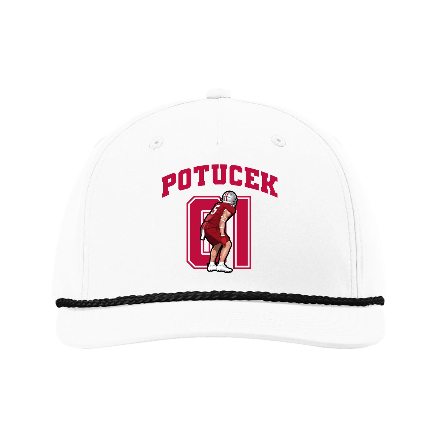 Five-Panel Classic Rope Cap — Number in White