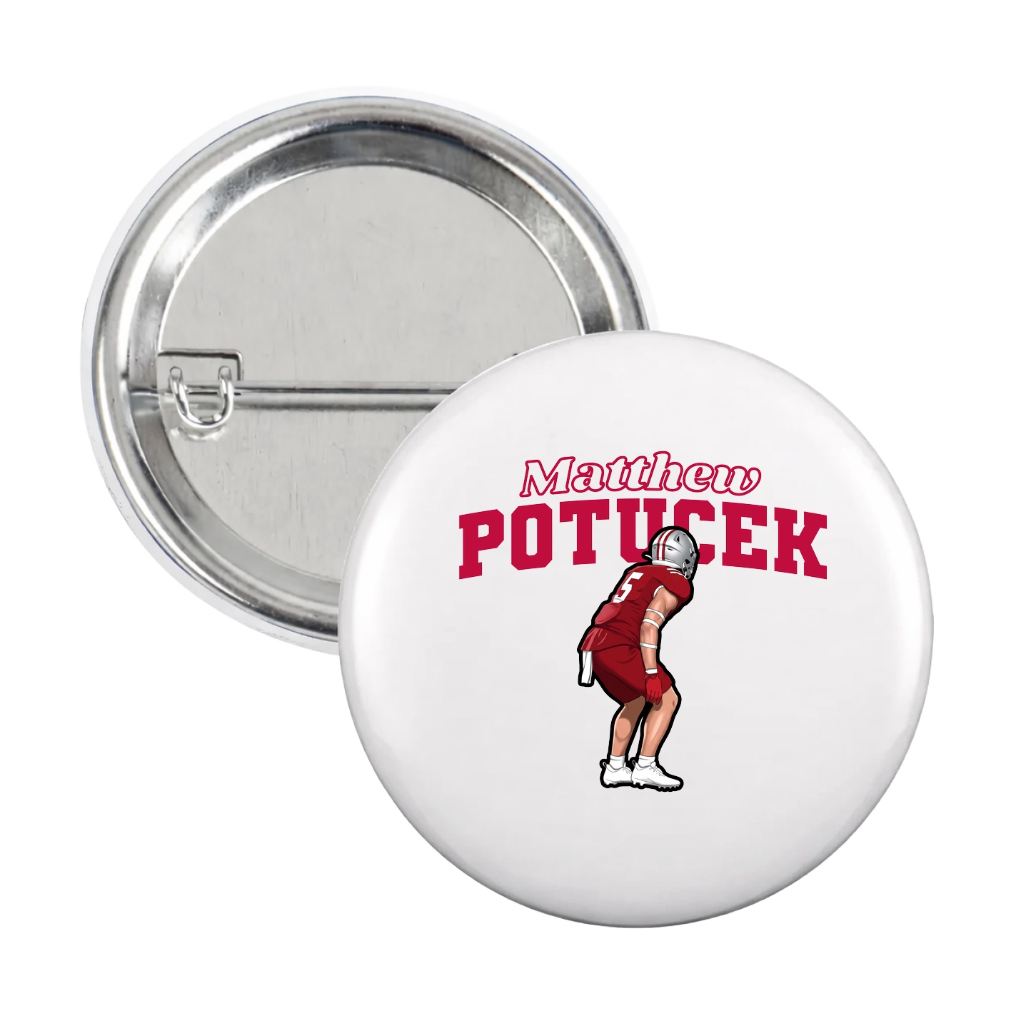 Game Day Button — Name Arch in White