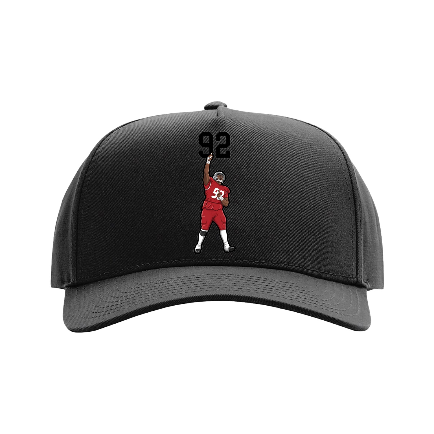 Full Fabric Five-Panel Champ Cap — Number Top in Black