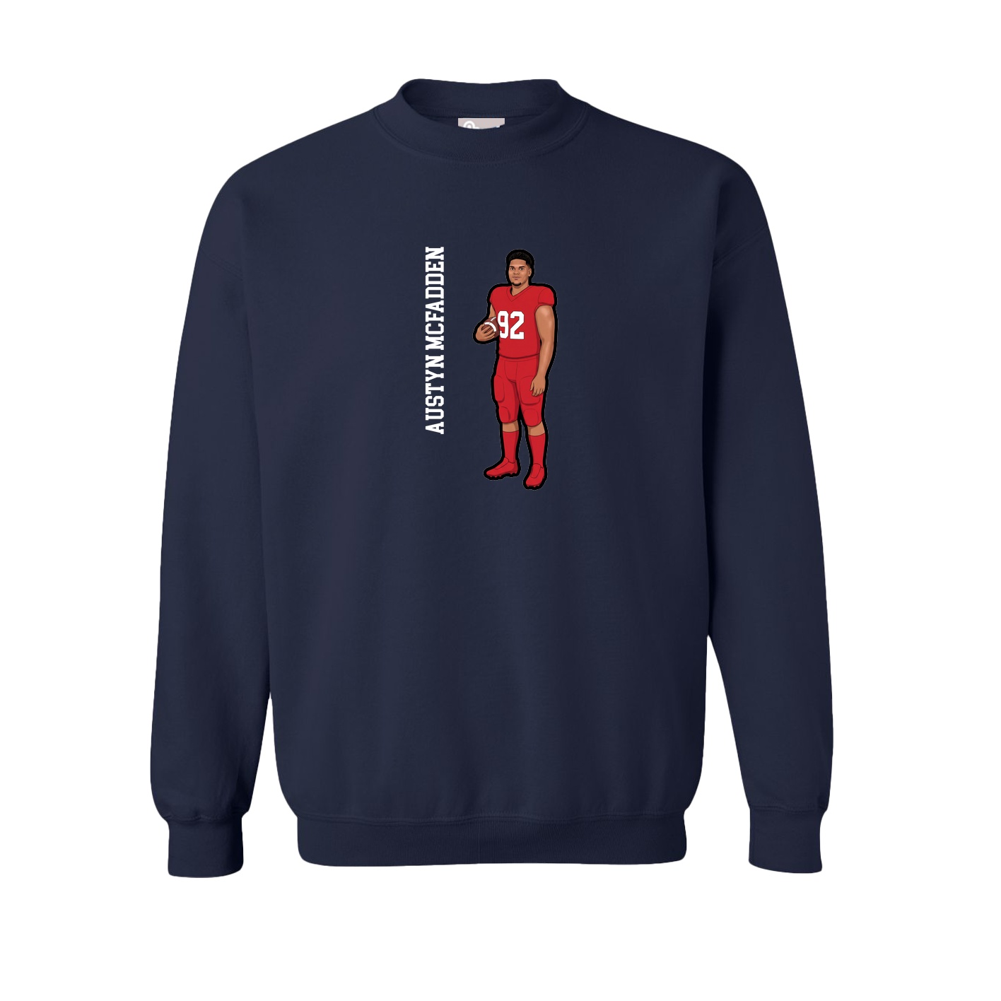 Fleece Crew — Name Vertical in Navy