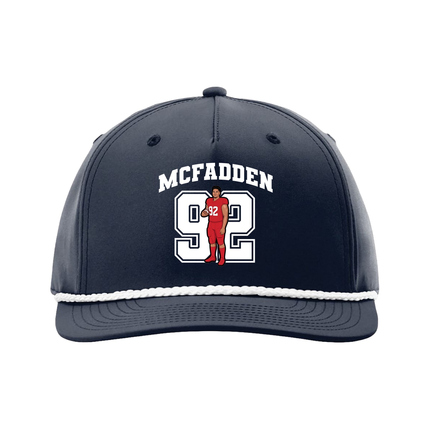 Five-Panel Classic Rope Cap — Number in Navy