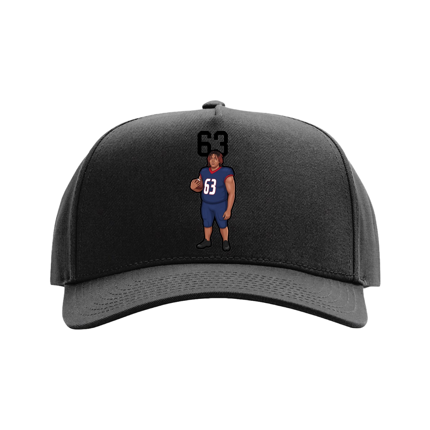 Full Fabric Five-Panel Champ Cap — Number Top in Black