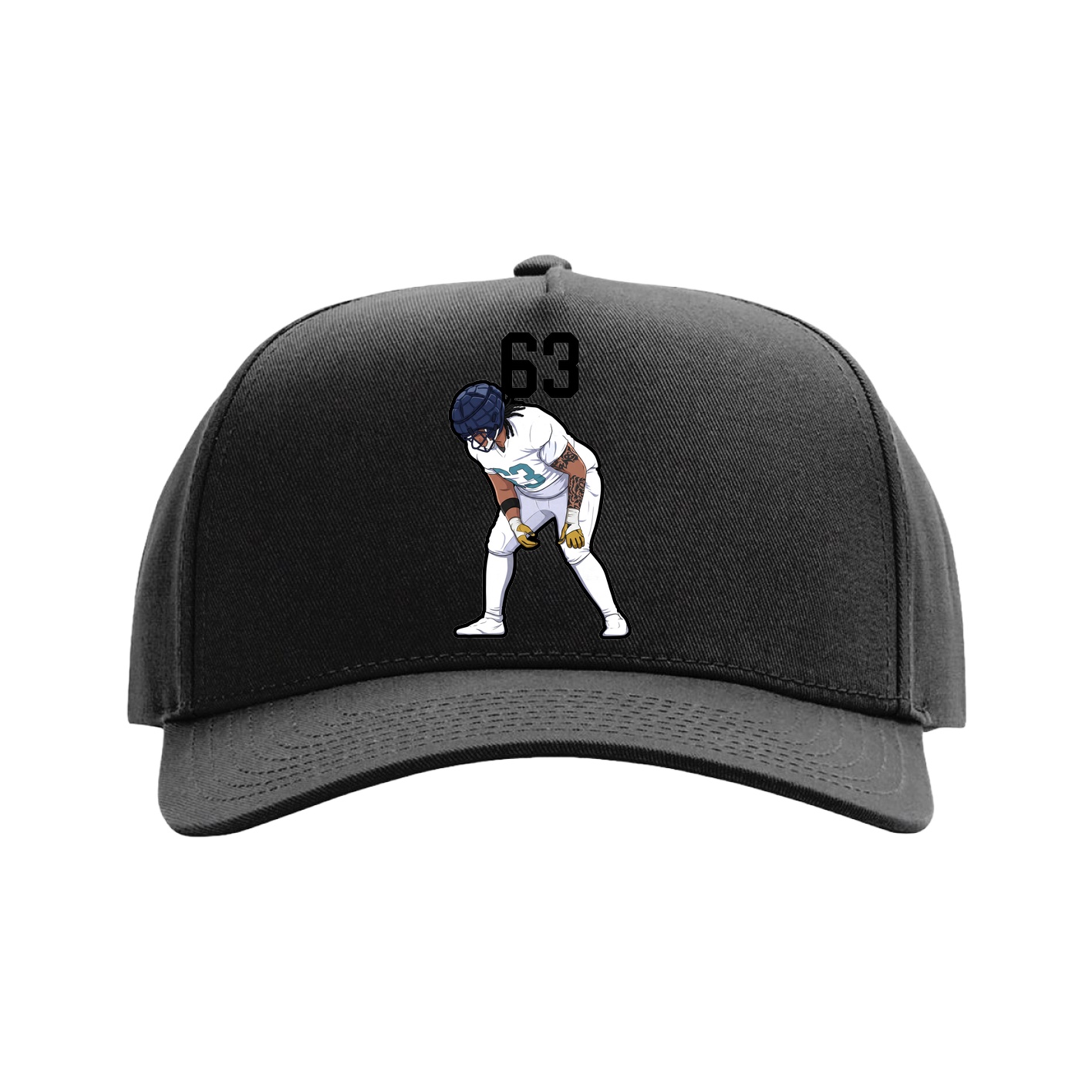 Full Fabric Five-Panel Champ Cap — Number Top in Black