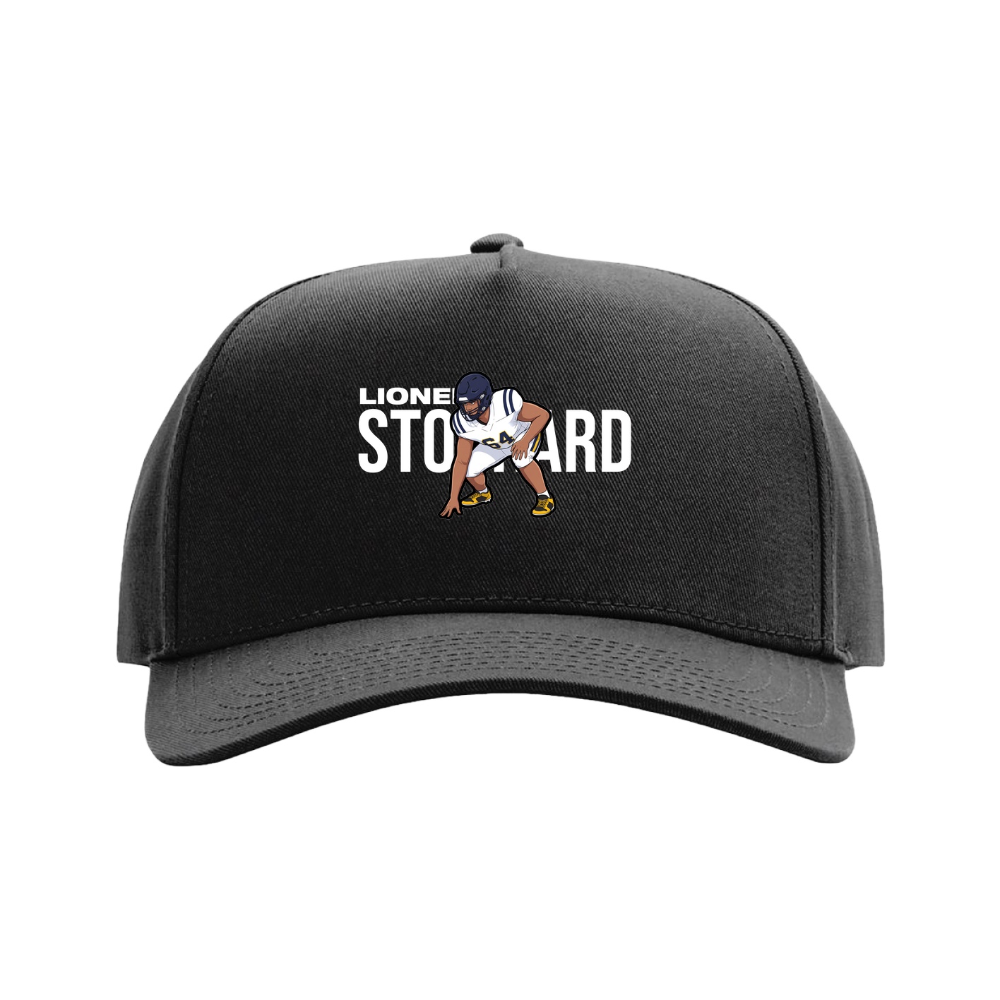 Full Fabric Five-Panel Champ Cap — Player Name in Black