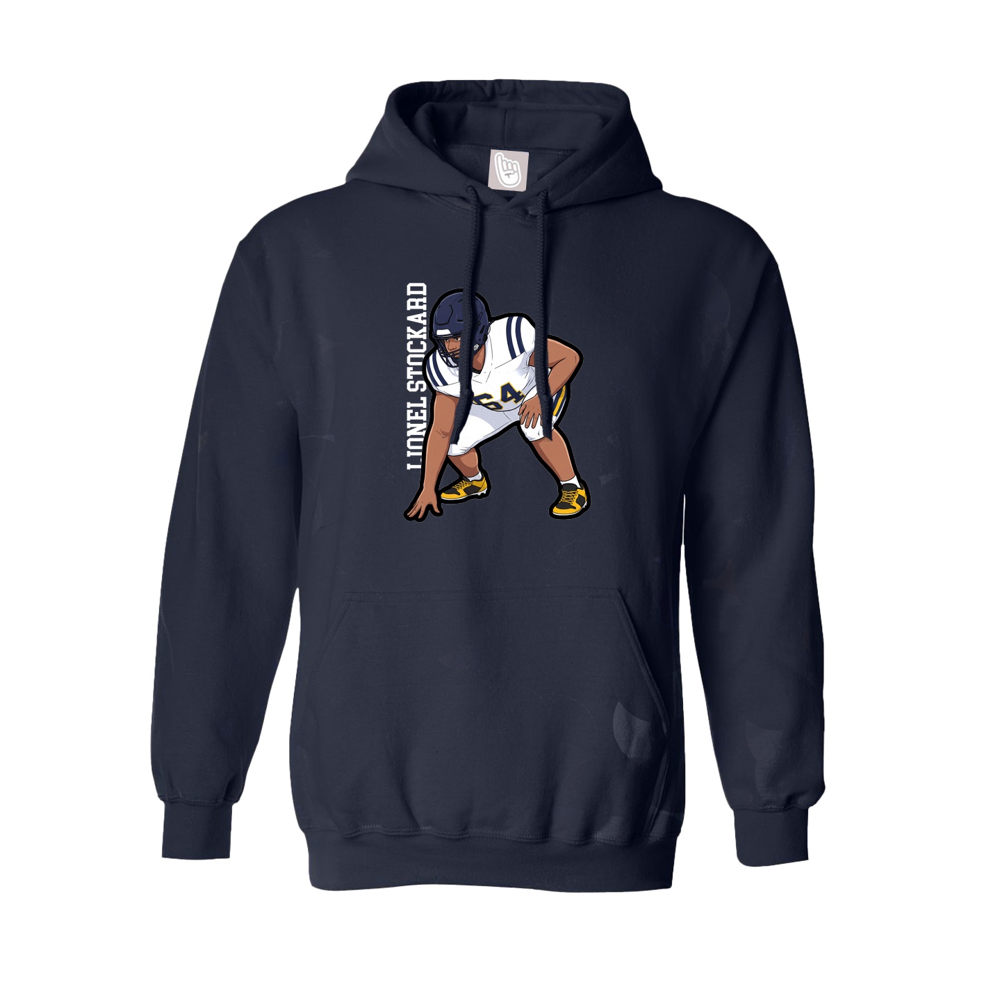 Hoodie — Name Vertical in Navy