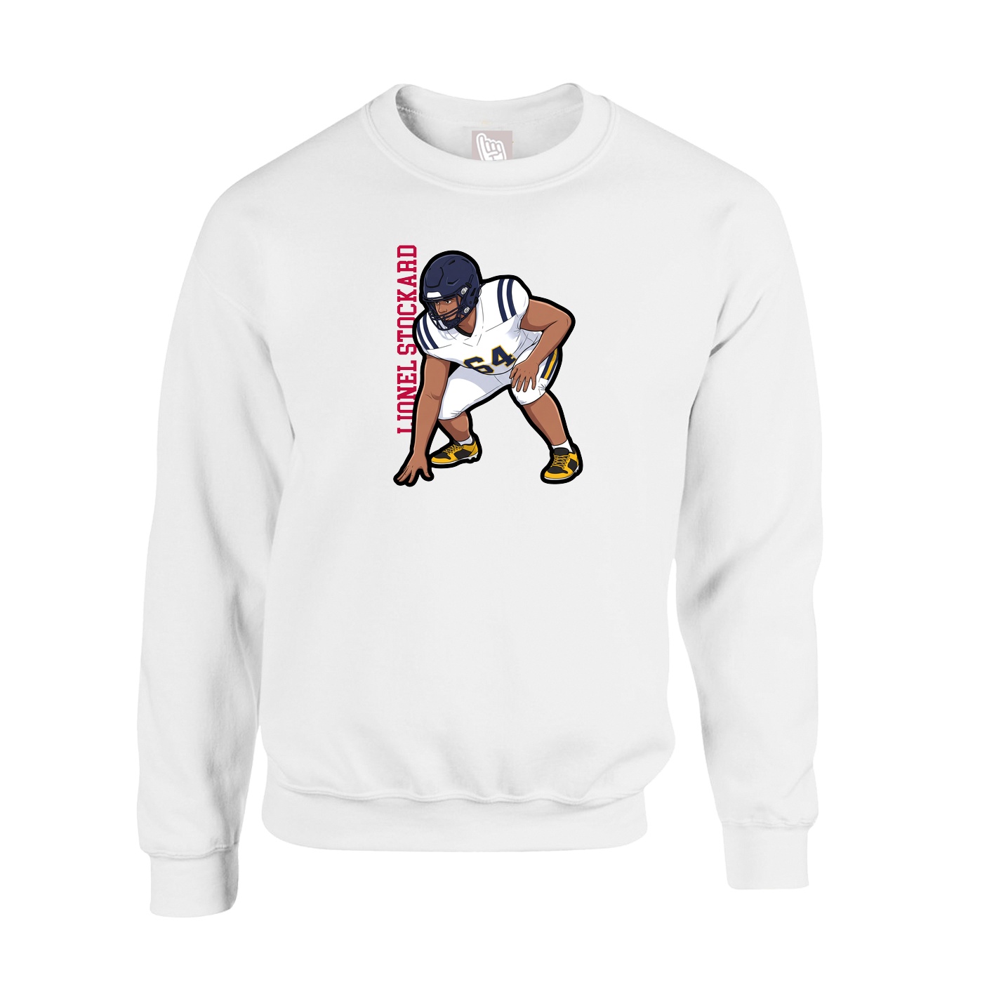 Fleece Crew — Name Vertical in White