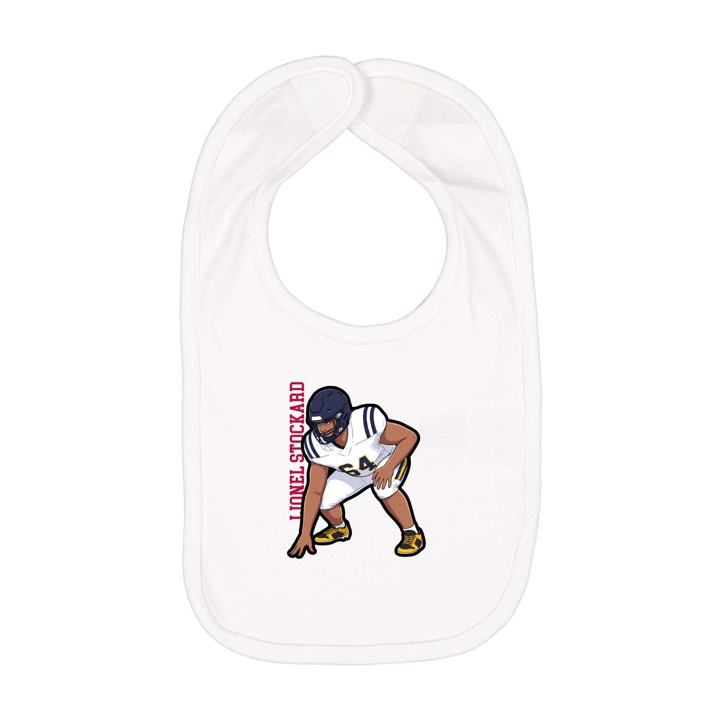 Infant Bib — Name Vertical in White
