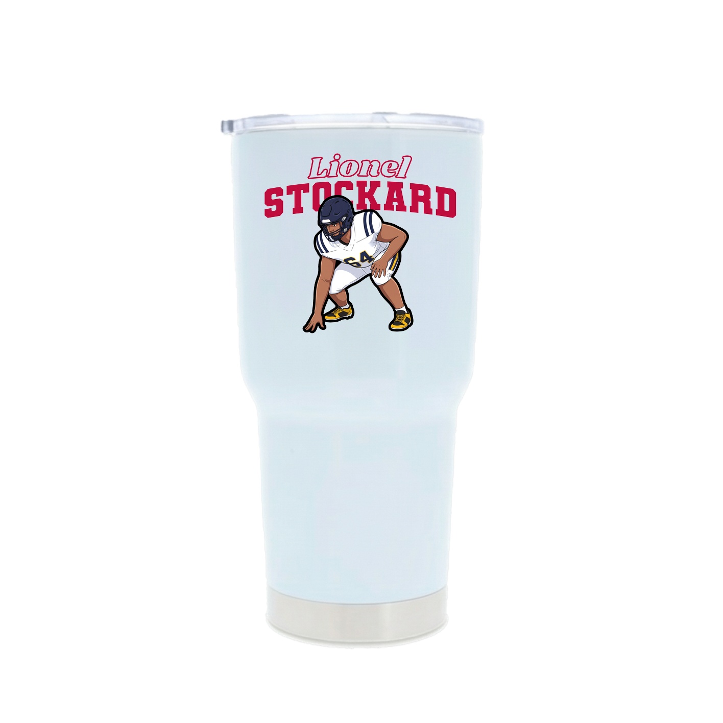30oz Stainless Steel Tumbler — Name Arch in White
