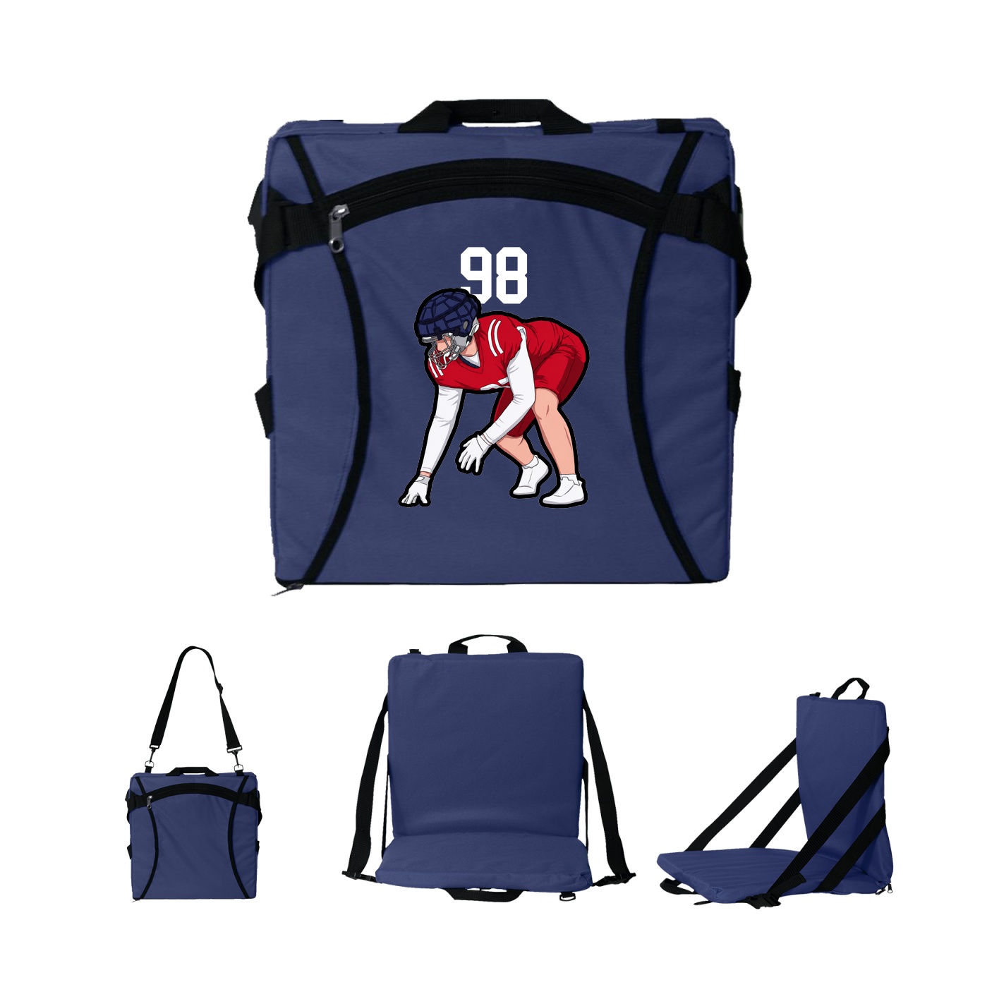 Folding Stadium Seat — Number Top in Navy