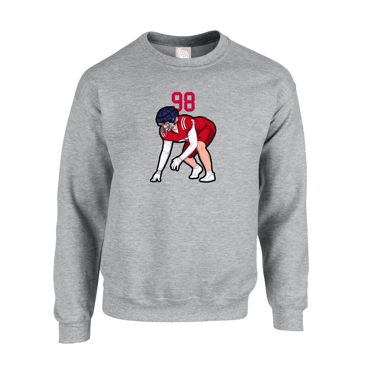 Fleece Crew — Number Top in Grey