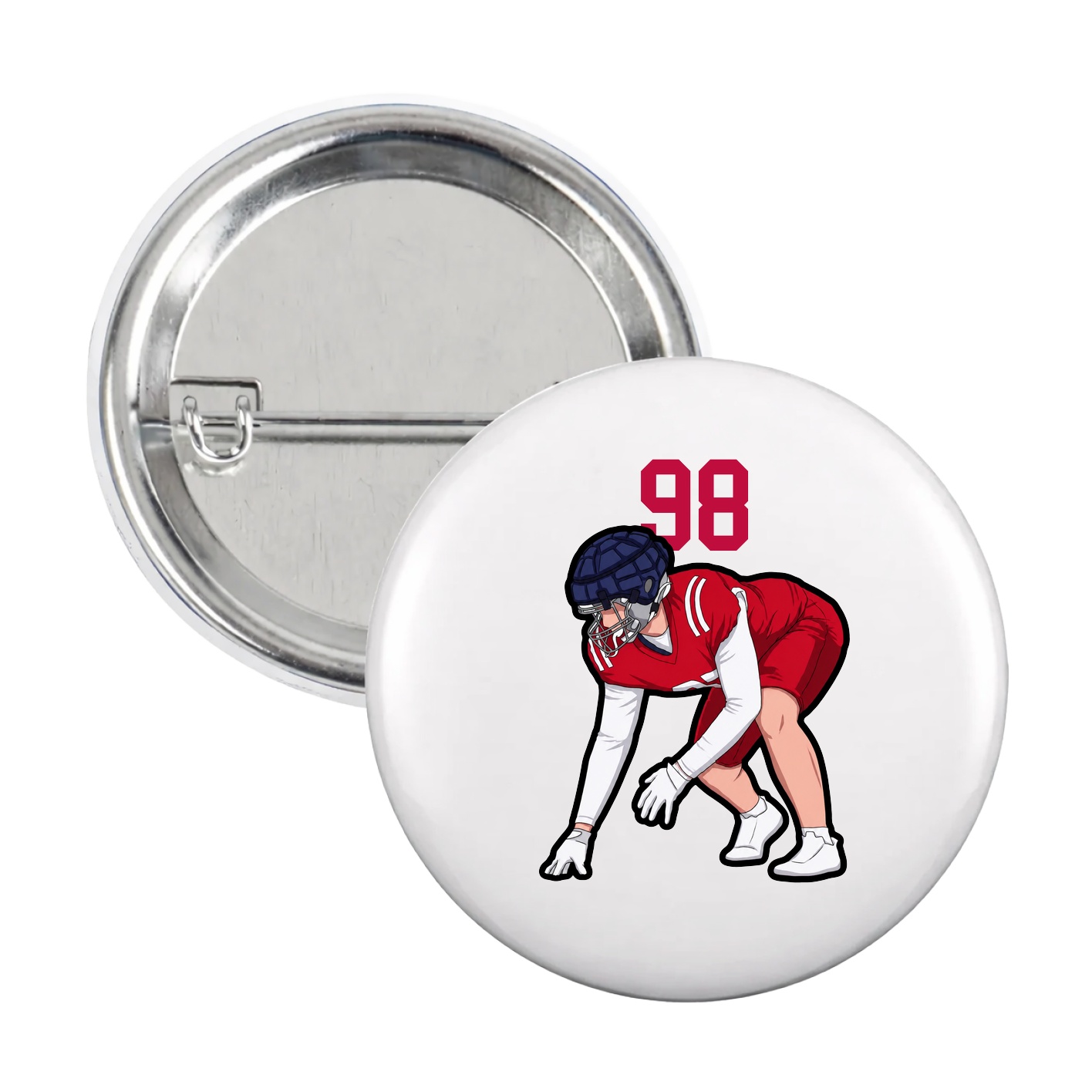 Game Day Button — Number Top in White