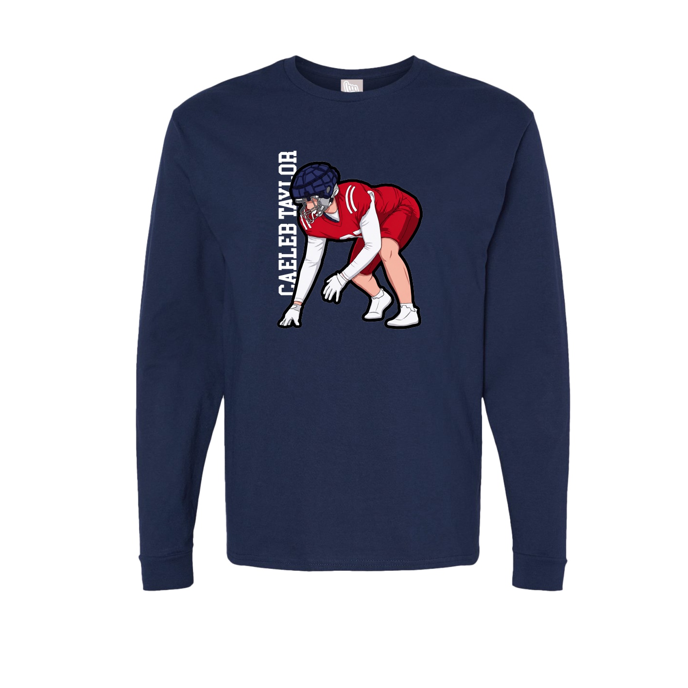 Long Sleeve Tee — Name Vertical in Navy
