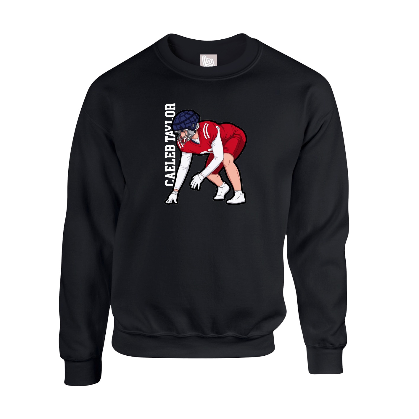 Fleece Crew — Name Vertical in Black