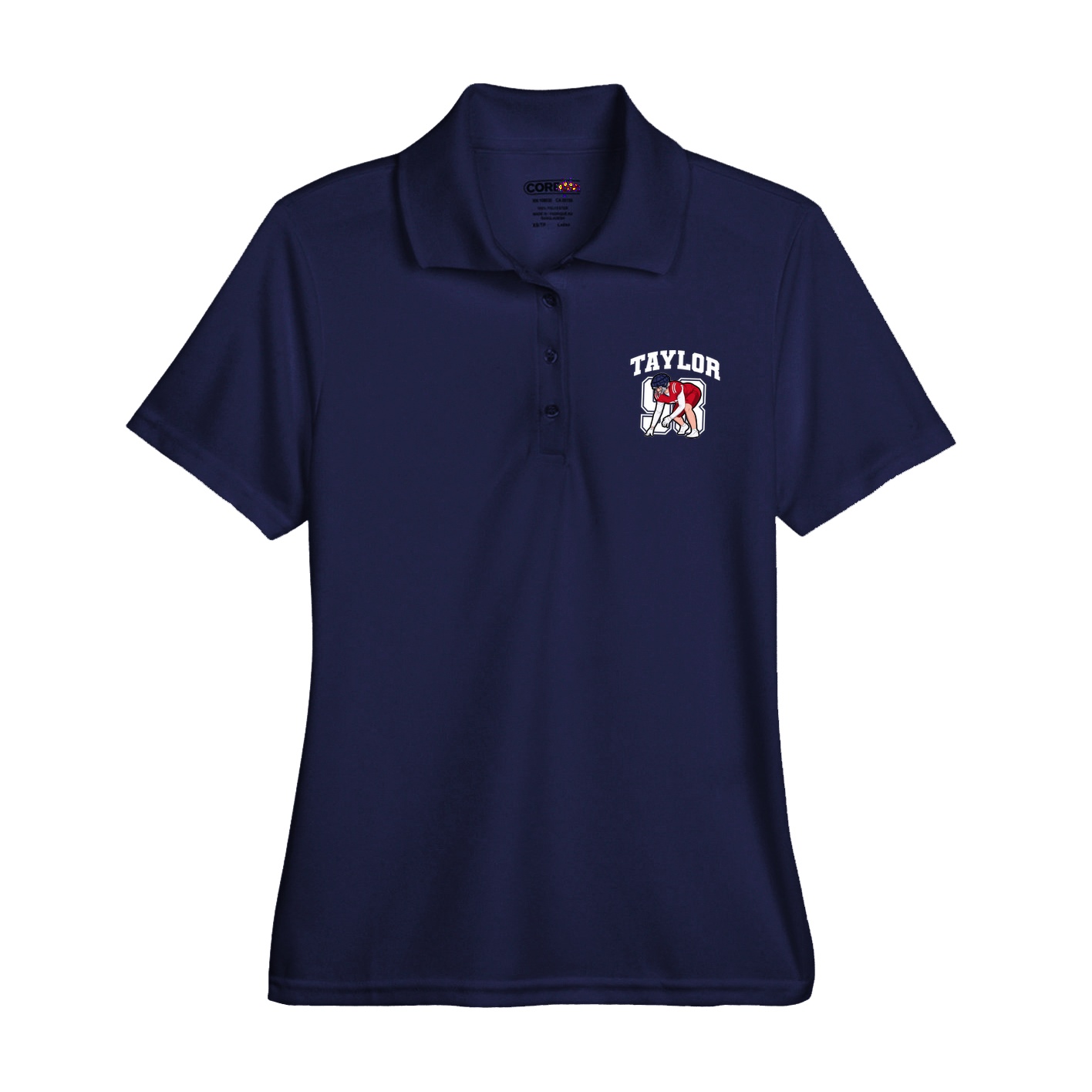 Womens Performance Polo — Number in Navy
