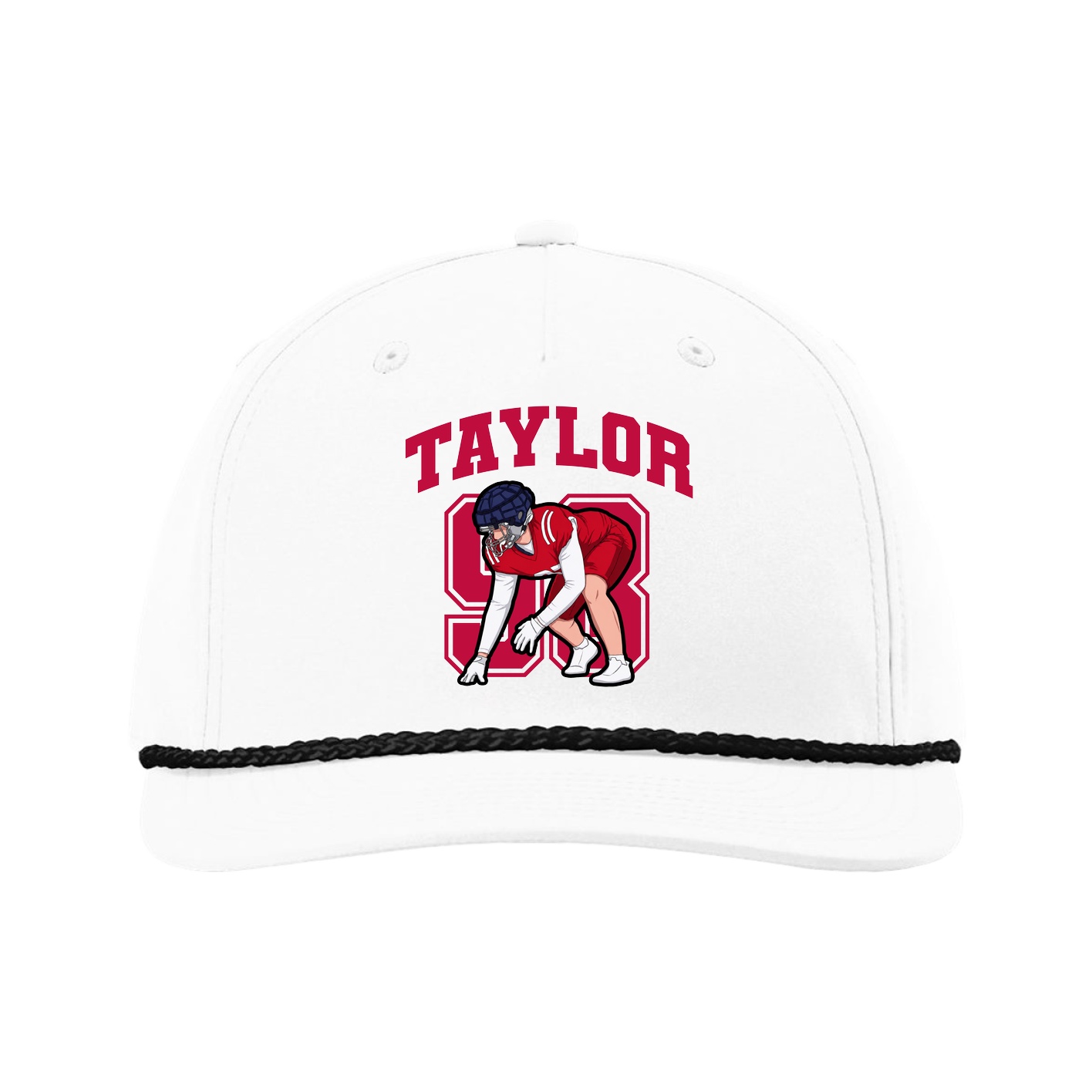 Five-Panel Classic Rope Cap — Number in White
