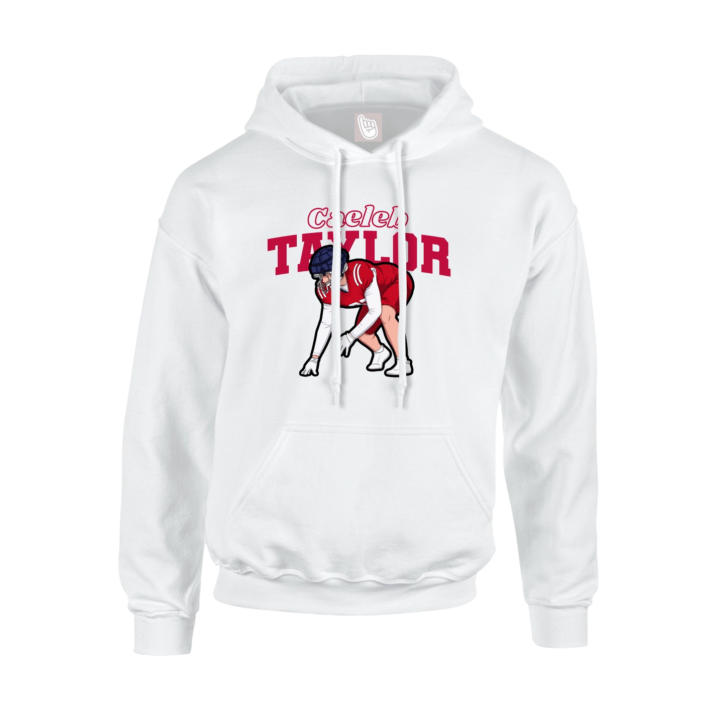 Youth Hoodie — Name Arch in White
