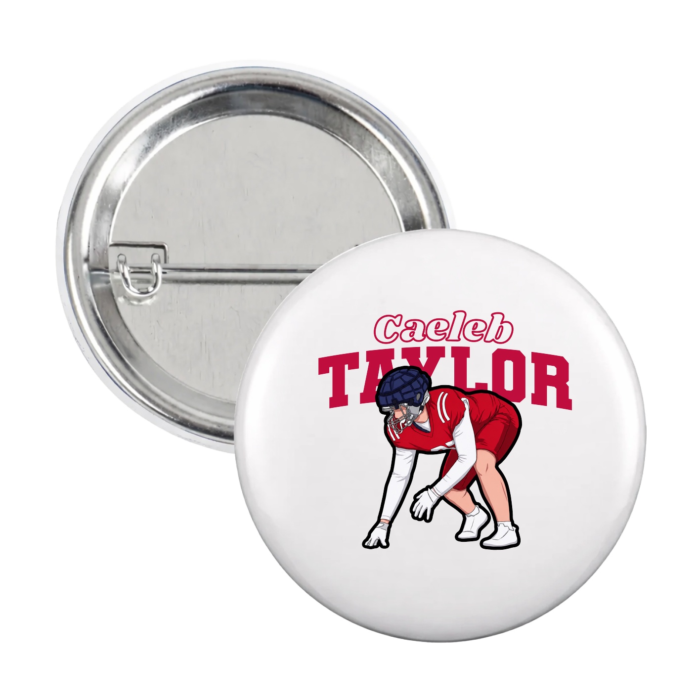 Game Day Button — Name Arch in White