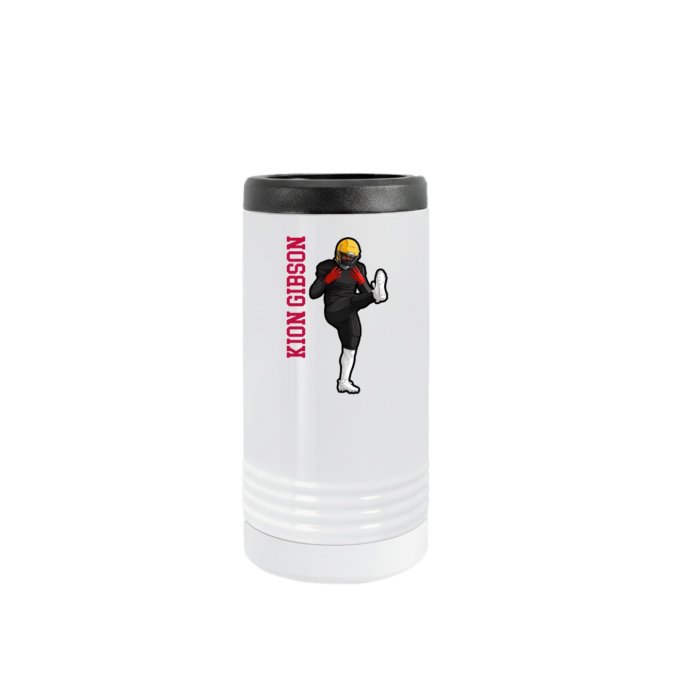 Slim Beverage Holder — Name Vertical in White