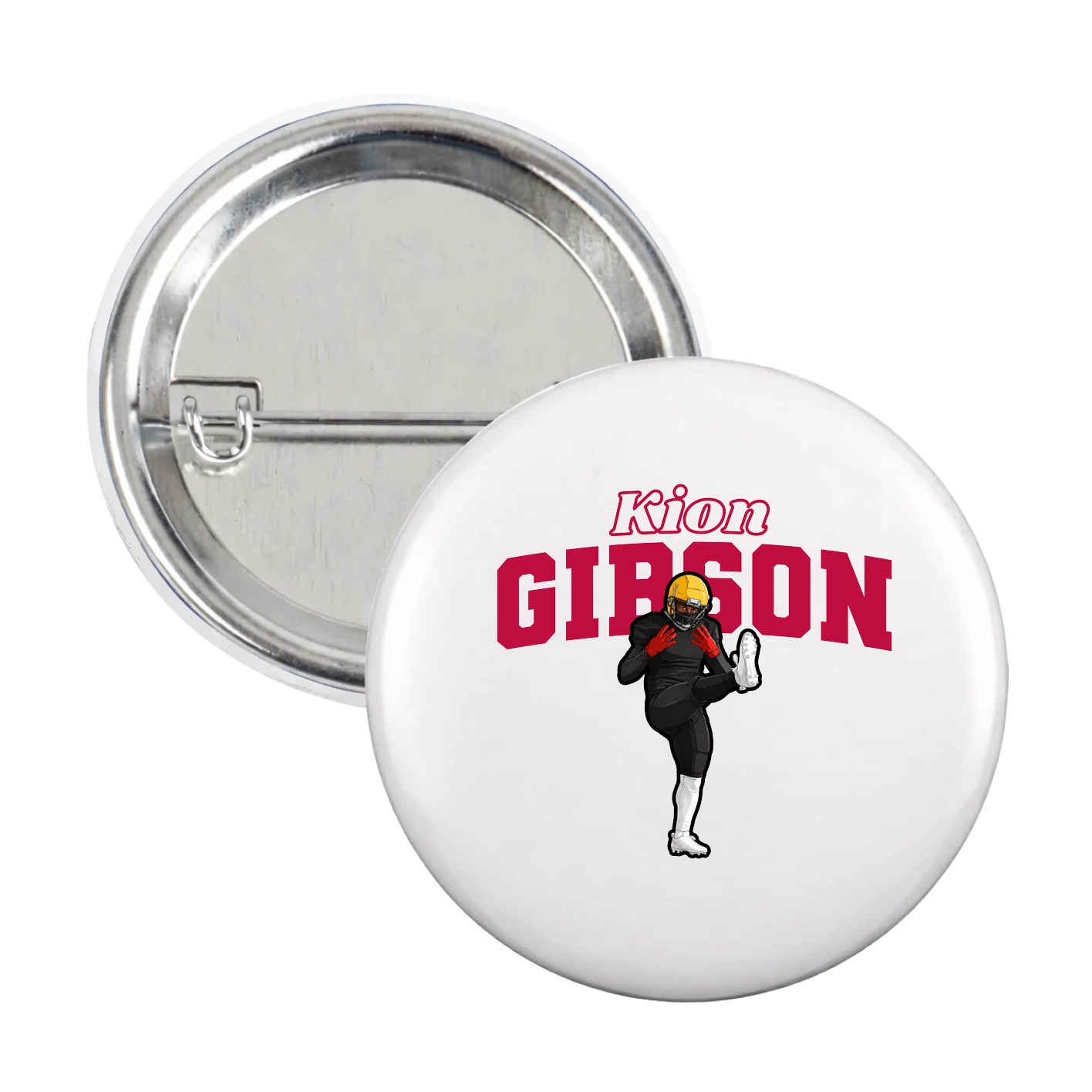 Game Day Button — Name Arch in White
