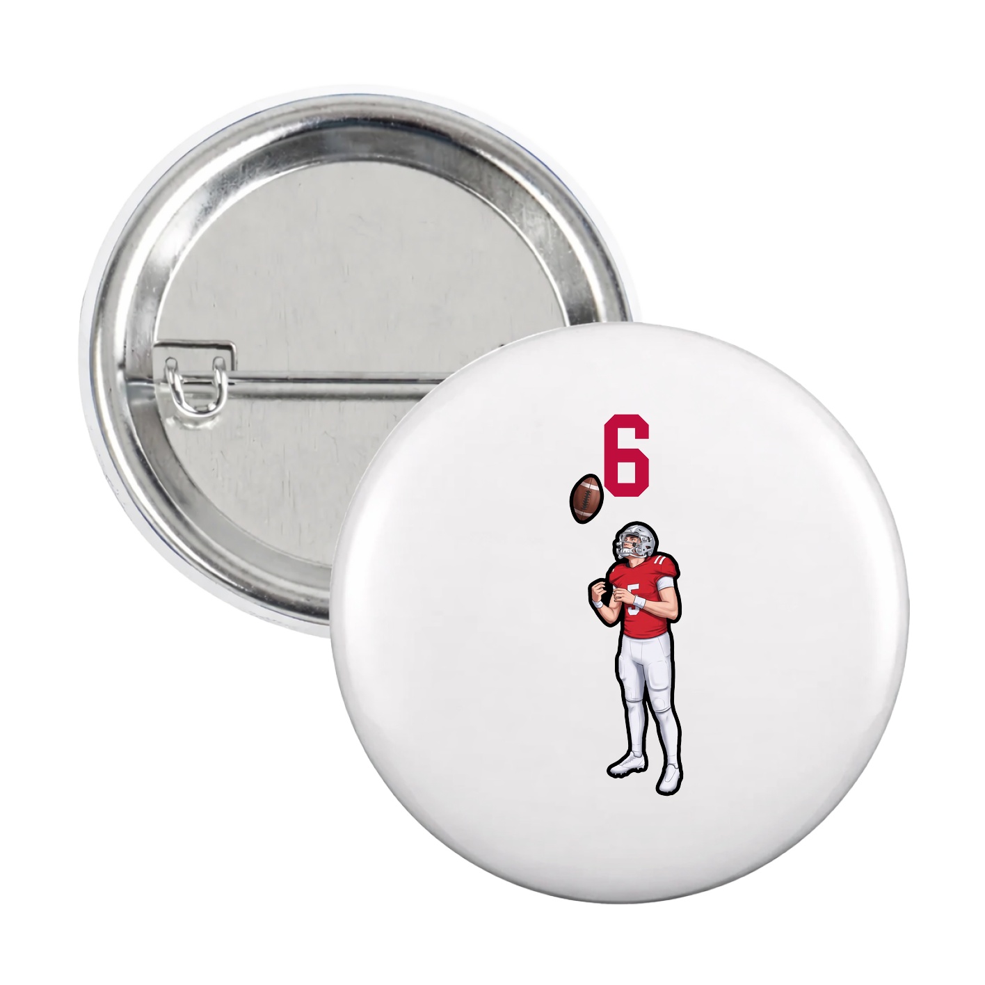 Game Day Button — Number Top in White