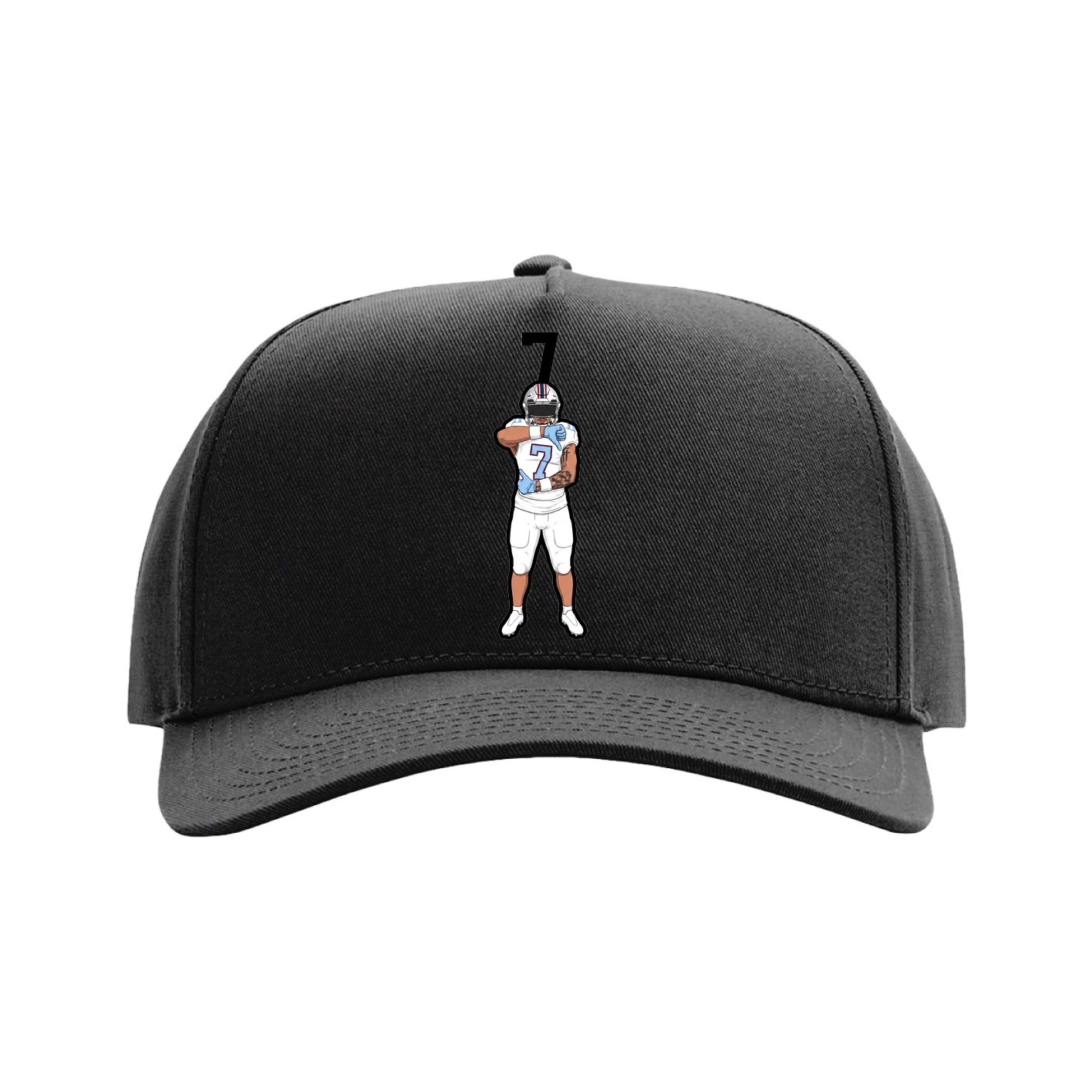 Full Fabric Five-Panel Champ Cap — Number Top in Black