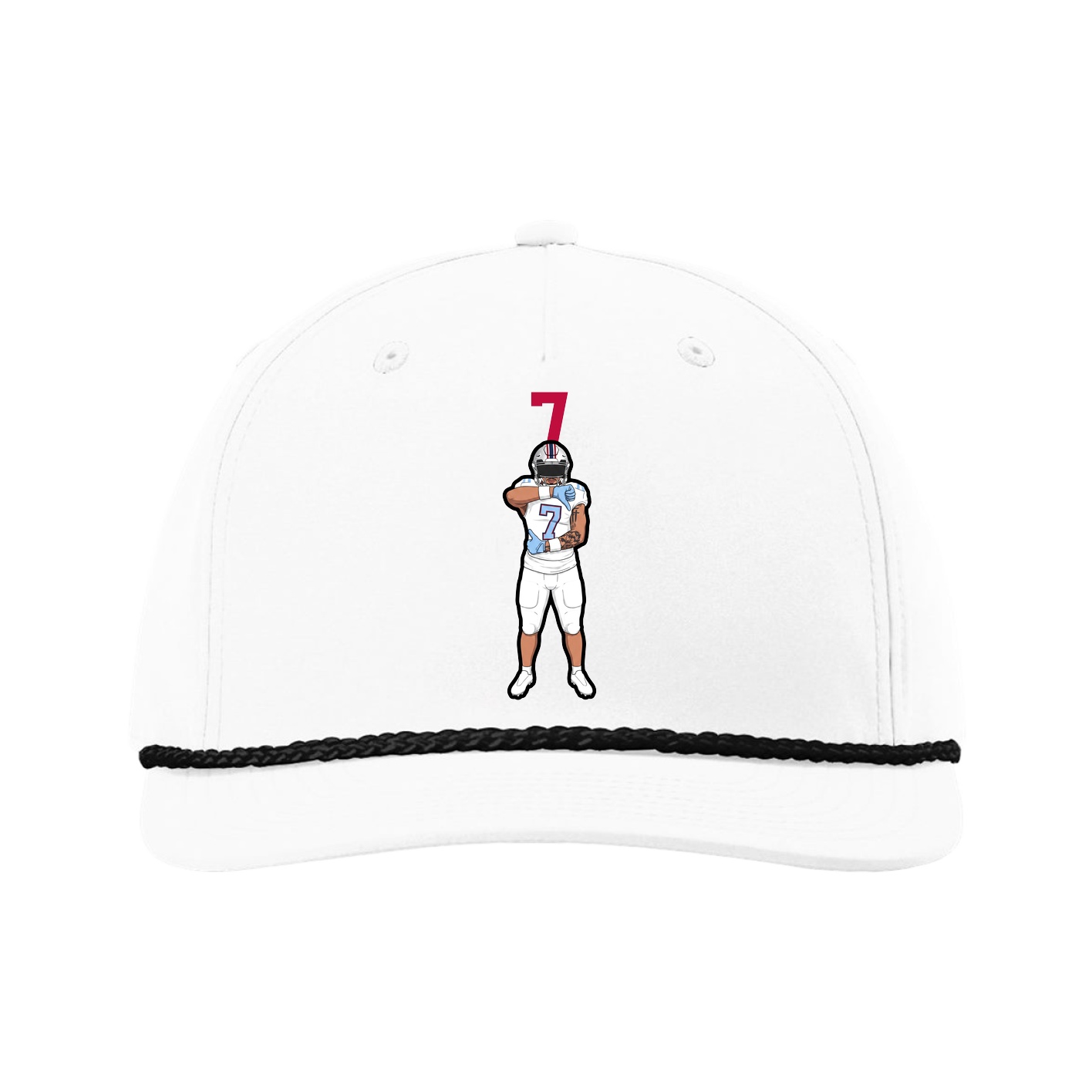 Five-Panel Classic Rope Cap — Number Top in White