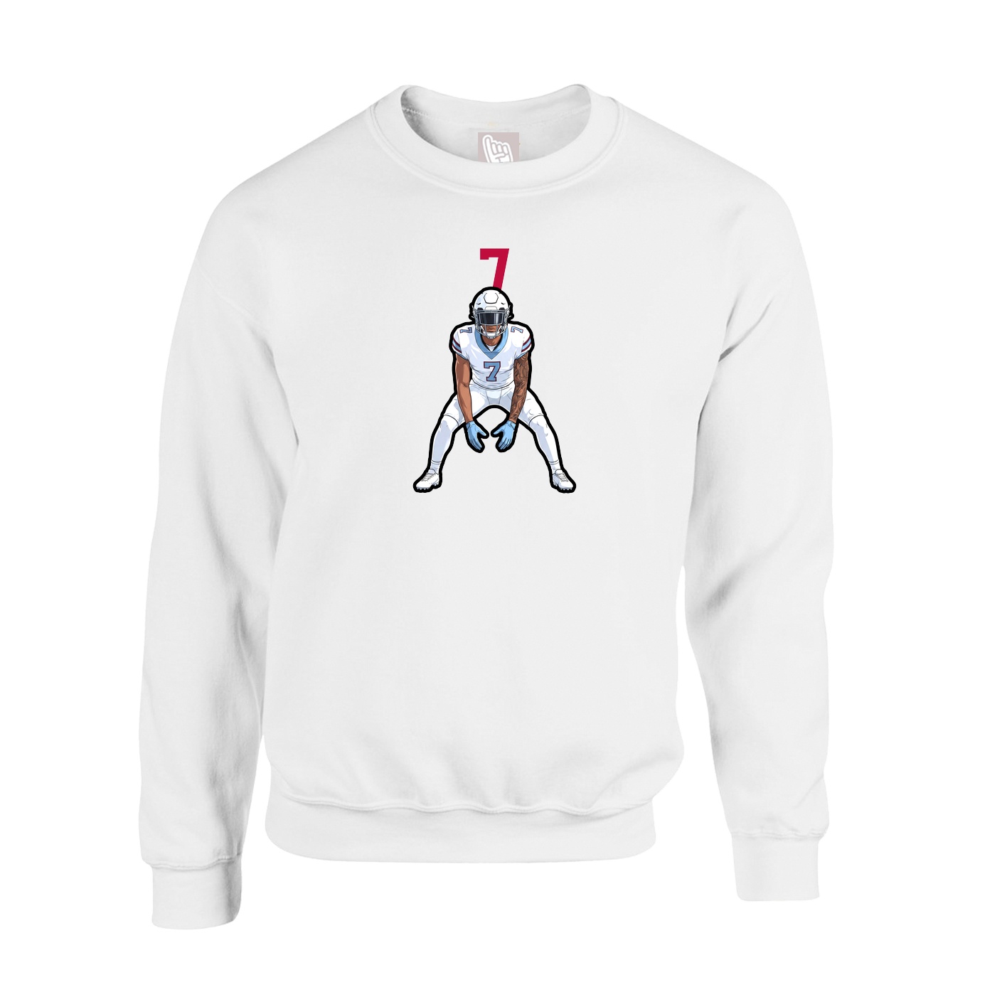 Fleece Crew — Number Top in White