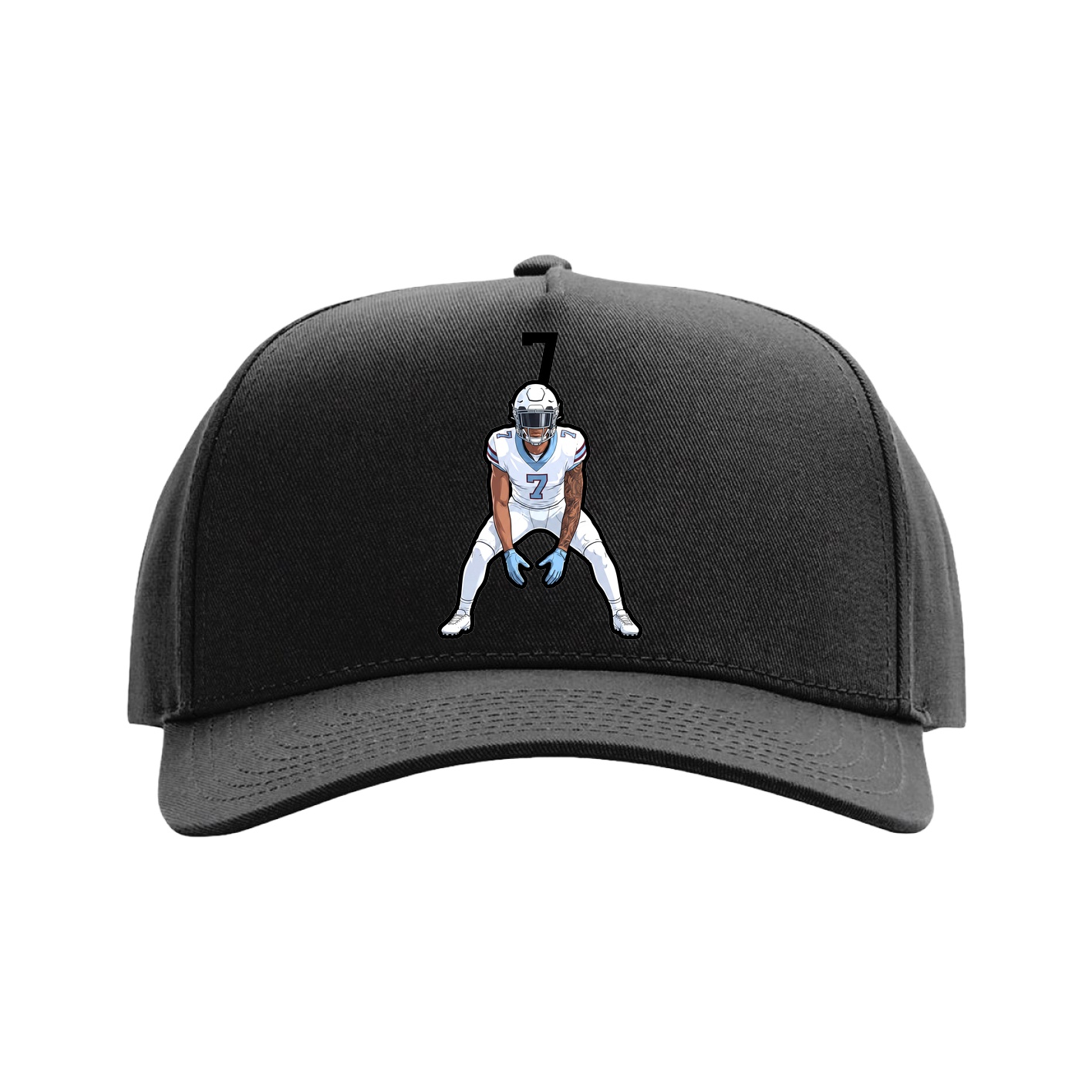 Full Fabric Five-Panel Champ Cap — Number Top in Black